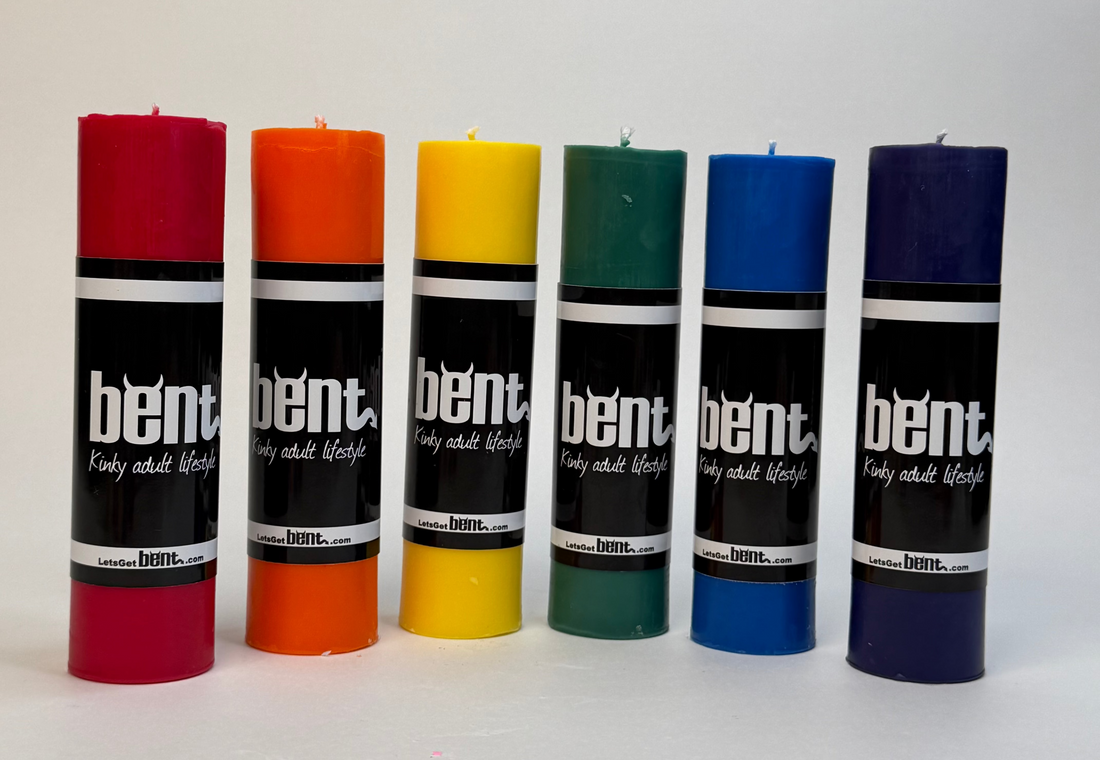 Bent wax play candles for wax play and sensation play