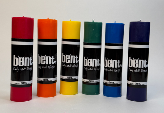 Bent wax play candles for wax play and sensation play