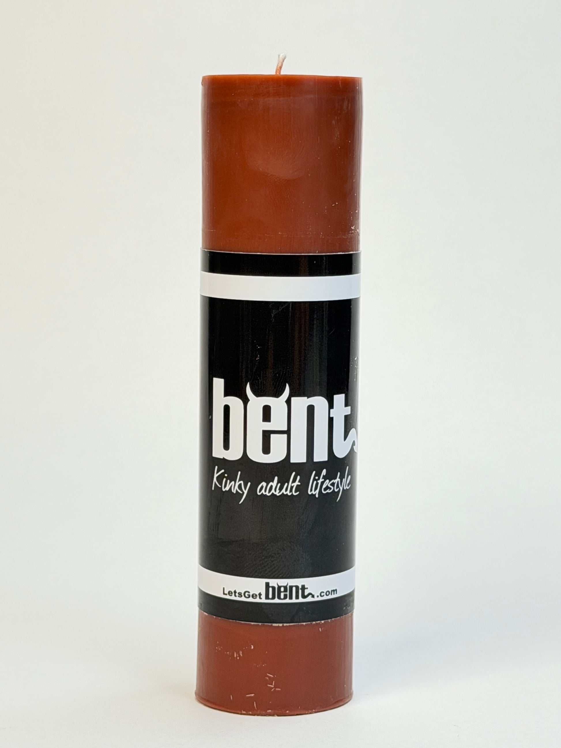 Bent Brown low-temperature wax play pillar candle