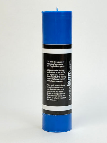 Backide of blue wax paly candle