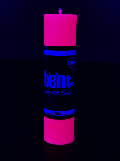 UV Pink Candle Glowing under blacklight