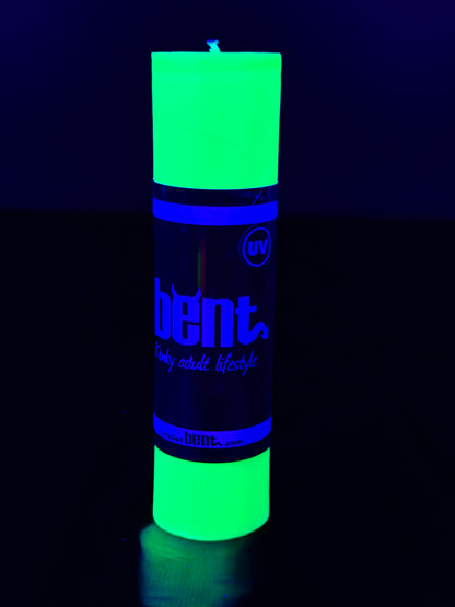 Green UV candle under blacklight