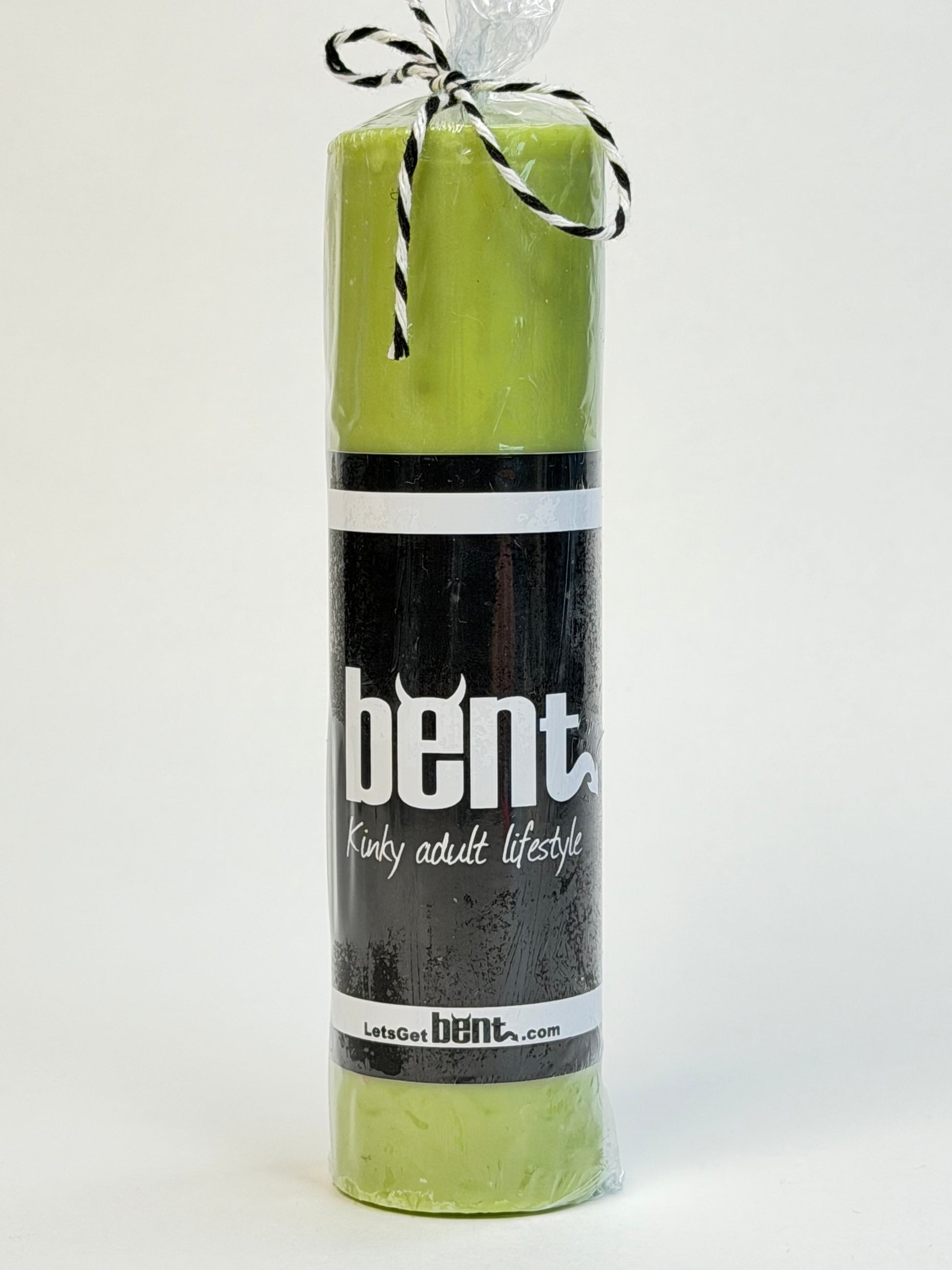 Handmade light green paraffin wax play pillar candle by Bent