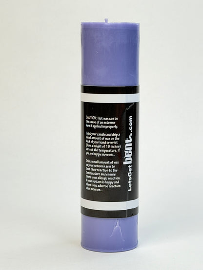 Light purple wax play candle for warm sensory wax play backside