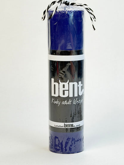 Handmade purple paraffin wax play pillar candle by Bent