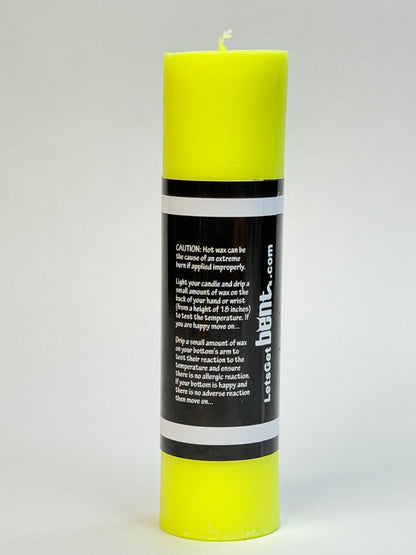 UV reactive yellow wax play candle for sensory play